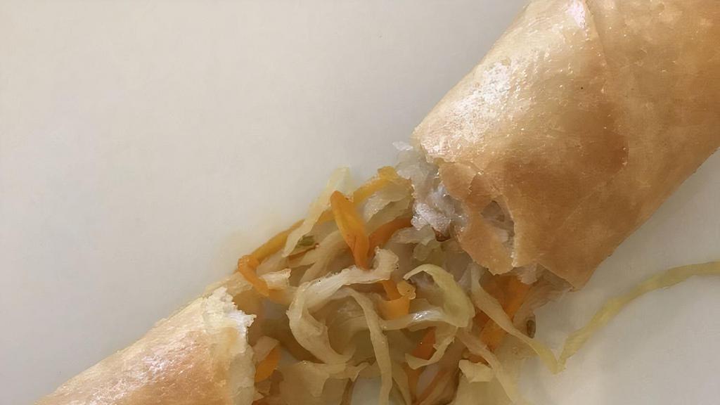 Vegetable Spring Roll · Four pieces. Clear noodle and veggie wrapped in spring roll skin.