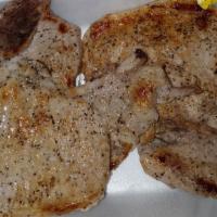 Pork Chop Breakfast · Grilled or Fried with two eggs and grits
2 thin chops or 1 big chop..whichever is available ...
