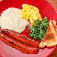 Sausage Breakfast · With two eggs and grits. Link or Patty