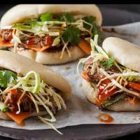 Chicken Bao Buns (3Pc) · Steamed lotus buns filled with grilled chopped chicken
