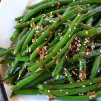 Spicy Szechuan Green Beans · Wok sautéed beans with Szechuan peppercorns