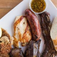 Barbecue With 2 Sides · Sausage, chicken, sweetbreads, and steak.
