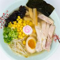 Kumai Chicken Ramen · Comes with Chicken Broth, Thin Noodle,
Chicken Chasu, Green Onion, Corn, Kikurage, Bamboo Sh...