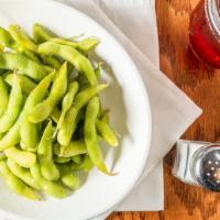 Edamame · Soybeans steamed then dusted with sea salt.
