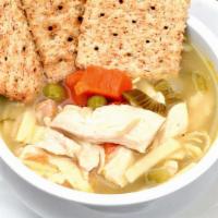 Chicken Noodle · Our most popular soup. Loaded with noodles, veggies and chunky white meat chicken.  The ulti...