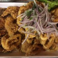Jalea · Deep fried shrimp, calamari, mussels and fish, fried yucca, criolla and tartar sauce