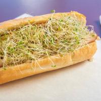 The Grateful Dave · Turkey, tomato, red onions, Dave's cosmic sauce, avocado, alfalfa sprouts, mayonnaise, and h...