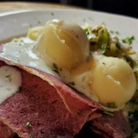 Corned Beef 'N’ Cabbage · Slow braised, with potatoes and a parsley cream sauce.