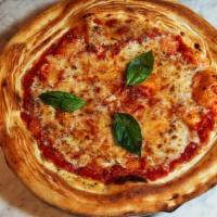 Margherita Pizza · italian tomato sauce, mozzarella, fresh basil, oregano, EVO