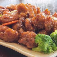 General Tso'S Chicken · Spicy. Lightly fried crispy chicken sautéed with bell peppers, carrots, and onions in a spic...