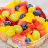Rainbow Fruit Salad · Grapes, strawberries, blueberries, mango, watermelon, honeydew and cantaloupe.