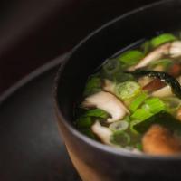 Miso Soup · Tofu, Soy Bean, Shitake, Seaweed.
