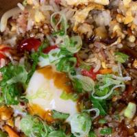 Vegetable Fried Rice · Bell pepper onion bok choy mushroom carrot onsen egg