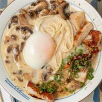 Pork Belly Ramen · Pork broth, Bok-Choy, Mushrooms, Poached Egg