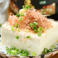 Hiyayakko · Chilled organic tofu with scallion and gingerand fish flakes.