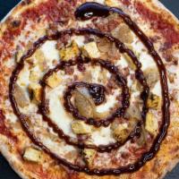 Pizza Bbq Chicken · TOMATO SAUCE, MOZZARELLA, CHICKEN, BACON, SAUTEED ONIONS,. BBQ SAUCE