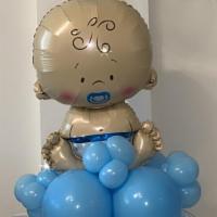 Bouquet Of Balloons With Baby · Option to come in blue or pink. Comes with 6 helium balloons.