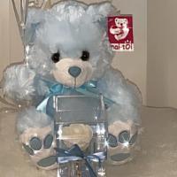 Welcome Baby · Option to come in blue or pink. Comes with a stuffed bear, 6 balloons, 1 preserved rose.