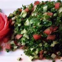 Parsley Salad · Parsley, tomatoes, onions in a fresh squeezed lemon juice & virgin olive oil