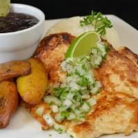 Bistec De Pollo · Boneless and skinless chicken breast grilled to order garnished with chopped onions and pars...