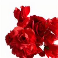 Red Roses · Gravesite bouquet with ground stake. 
All  bright red bunches of red roses.
8  Bunches