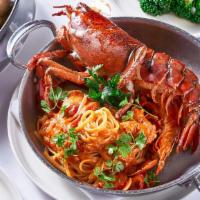 Lobster Pasta · fresh tomatoes, basil, greek brandy