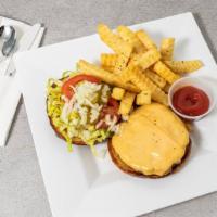 Dr Meda'S Impossible Burger · Impossible Vegan Burger with French Fries