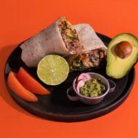 Carne Asada Burrito · Carne asada, rice, pico de gallo, beans.