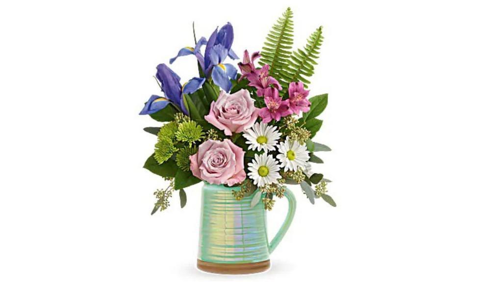 Chic  · Oh so soft and divinely delicate, this perfect pastel bouquet is pretty as can be. Delivered in a classic ginger jar, the graceful arrangement of alstroemeria, carnations and stock is a welcome surprise on any occasion.