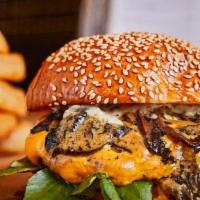 The Steakhouse · 8 oz of Prime Beef, Sauteed Mushrooms, Sauce au Poivre, American Cheese on a Sesame Brioche ...