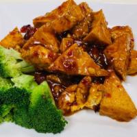 General Tso'S Tofu · Classic, fried in sweet & spicy sauce, dried chili peppers.