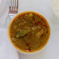 Chicken Saag · Boneless chicken cooked with fresh spinach leaves paste, herbs, spices and rich buttery sauce.