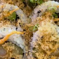 Mexican Roll · Shrimp tempura, cucumber, avocado, sesame seeds, & spicy mayo.