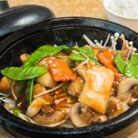 Mushrooms · Variety of different fresh mushroom sizzling in our sauce.