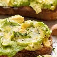 Avocado Toast Vegan · Our delicious home baked toast with a spread of delicious avocado.