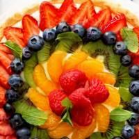 French Fruit Tart 6 Inches · Cream patisserie, vanilla cream, walnut cream - strawberries, kiwis,