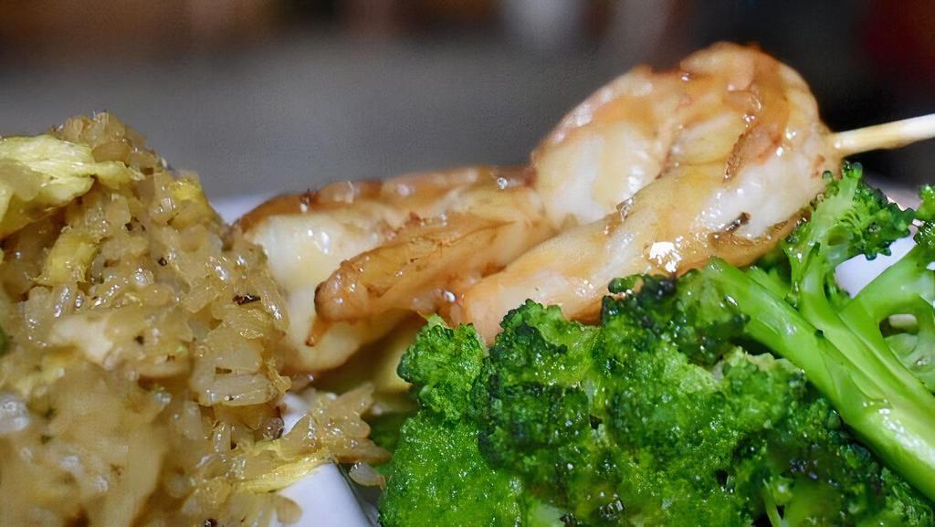 Shrimp Hibachi · Served with rice and steamed broccoli on the side.