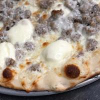 White Heat Pizza · Ricotta and meatballs.