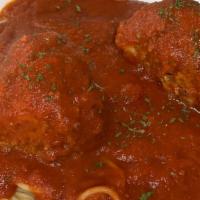 Pasta And Tomato Sauce With Meatballs · Served with our homemade tomato sauce OR a sauce option. Topped with our 100% Beef homemade ...