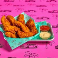 Eight Piece Crispy Tender Combo  · Eight Crispy Tenders with choice of 2 flavors, regular fries, 2 dips and a drink.