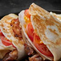 Quesadilla Bbq Bacon Onion · You select Steak or Chicken to go with your BBQ Bacon, comes with grilled onions