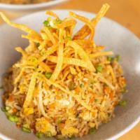 Fried Rice · Fried rice with chicken, onions, carrots, egg, mix within our house sauce.