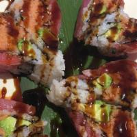 2 Love U Roll · Contains raw or undercooked item. Spicy tuna, avocado, topped with tuna.