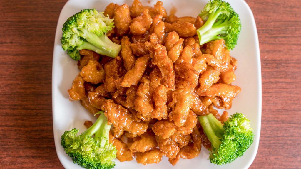 General Tso'S Chicken · Spicy. Chunks fried chicken on the inside in brown general tso's.