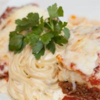 Tour Of Italy · Chicken Parmesan, linguine Alfredo and our famous lasagna all in one big plate.