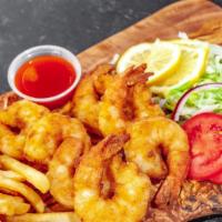 Jumbo Shrimp · Jumbo shrimp served with fries.