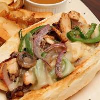 Chicken Philly · Grilled chicken, onions, green pepper, mushrooms and provolone cheese.