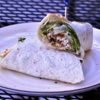 Chicken Caesar Salad Wrap · Casear salad wrapped in a flour tortilla with grilled chicken