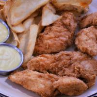Chicken Tenders · Our sweet and savory breading on six chicken tenderloins.