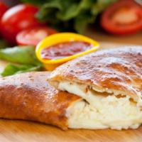 Cheese Calzone · Mouthwatering 16 inch calzone stuffed with Ricotta and Mozzarella Cheese.